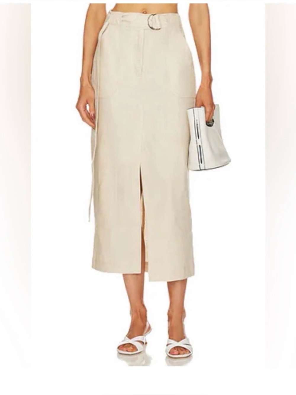 GRLFRND NWT The
Linen Cargo Midi Skirt Size XS